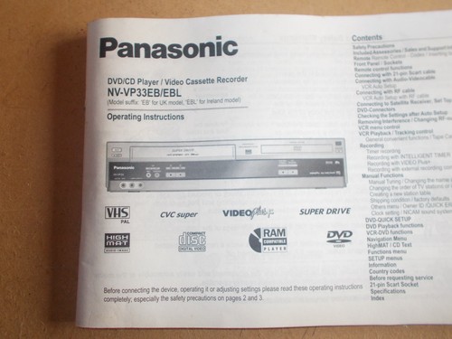 Panasonic dvd video combi - panasonic,