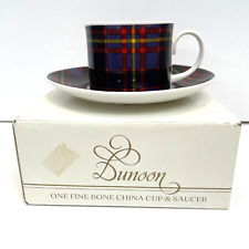 Dunoon Cup Saucer Set - Ericht Cameron Tartan - Fine Bone China Scotland  Boxed