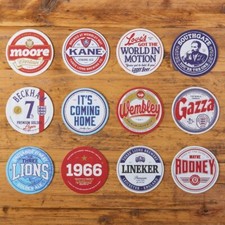 12 England Football Beer Mat Coasters Retro Gift Present Pack - New