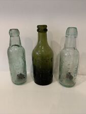 3 Old Victorian Manchester Bottles - 2 Bullet Stoppers & Green Beer Bottle