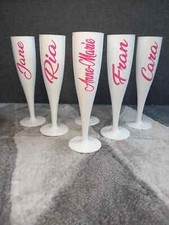 Personalised White Champagne Prosecco Flutes Wedding Bridesmaid Prom Plastic