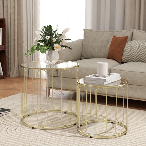 Round coffee table set 2 - coffee,