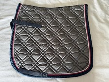 Eskadron Dressage Saddle Pad Silver With Navy And Raspberry Trim Full