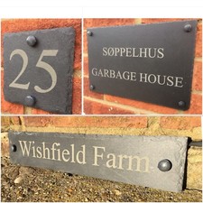  Rustic Slate House Gate Sign Plaque Door Number Personalised Name Plate engrave