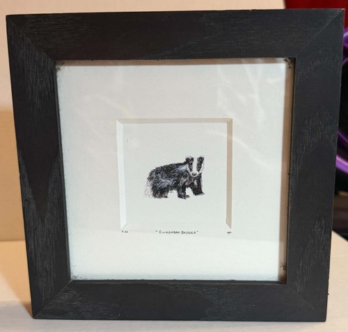 Original framed badger drawing - original,