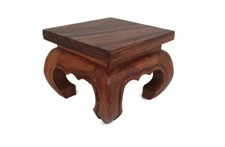 Small Vintage carved wood Low Opium Coffee Side table Pedestal Japandi style