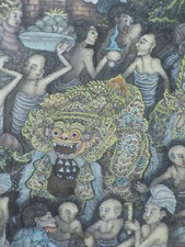 Traditional Bali Painting Signed IMD Rudeg Ubud Folk Art Watercolour Framed