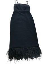 Branded Black Strapless Midi Dress UK6 Women's Feather Hem Evening Wear