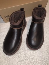 Ugg Boots Size Uk 3 Chocolate Brown Leather classic ultra mini
