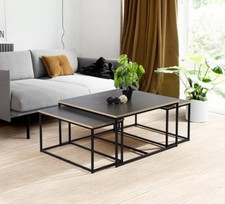RICKY Black and Wooden Coffee Table Set of 3 beautiful coffee table coffee 