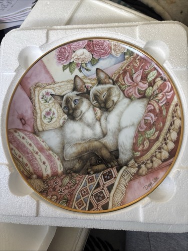 Siamese cats plate debbie - siamese,