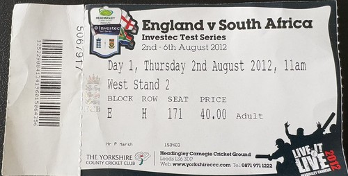 Ticket stub england south - stub,, v