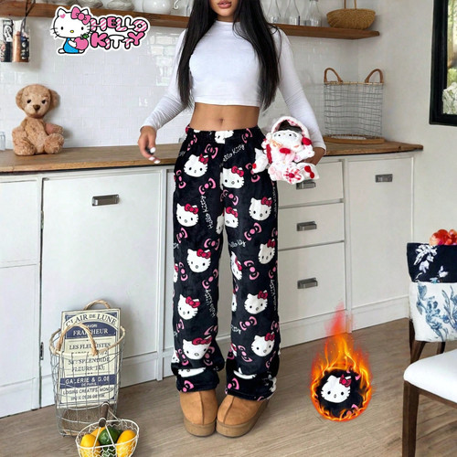 Hello kitty black fleece - kitty,