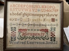 Antique sampler 1922 god save - 1922,