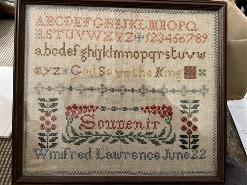 Antique sampler 1922 god save - antique,