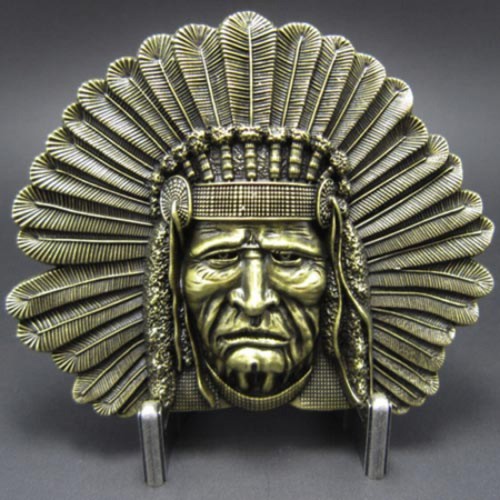 Buckle indian chief brass - buckle, chief,