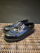 Vintage Underground Brothel Creepers Shoes Size 10 Black Leather Teddy