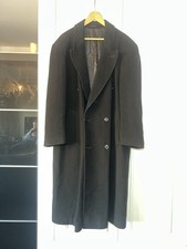 Cecil Gee Full Length Overcoat Coat Black Wool & Cashmere Superb Pit 24” L 48”