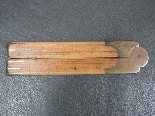 Vintage boxwood brass 4 fold - &,
