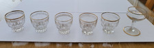 Vintage - Shot or Sherry Glasses. Six +1 oddment. Gold Bands. French.