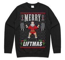 Merry Liftmas Christmas Sweater Jumper Funny Ugly Weightlifter Gym Fit
