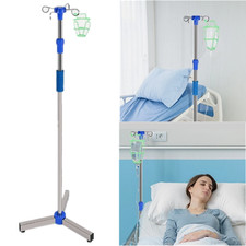 Portable IV Pole Drip Bag Stand Intravenous Foldable Pole Stand Silver UK