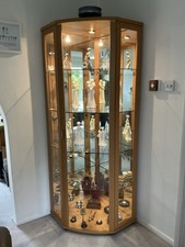 John E Doyle Oak Corner Display Cabinet Glass Door Collection Only