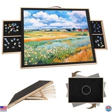 1500-Piece Rotating Puzzle Board - Adjustable Wooden Jigsaw Table with Drawers