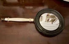 Rare Georgian Early 19th Century Porcelain Handle Convex Concave Hand Mirror