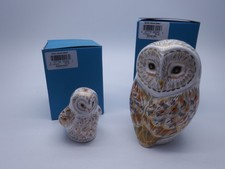 ROYAL CROWN DERBY WINTER OWL & WINTER OWLET PAPERWEIGHTS