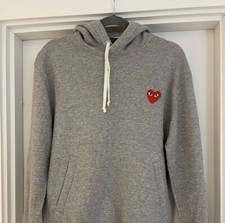 CDG comme des garçons red love heart Grey Hoodie jumper size small 