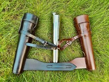 Saddle hip flask leather - hip, cased
