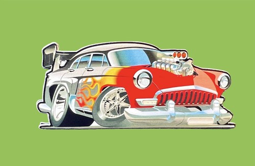 Retro car hot - rod, flames