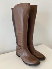 Ladies Tan Leather Knee High Boots, UK Size 6, VGC