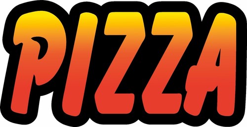 Pizza text decal cut - cut, printed