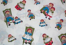 Vintage Raggedy Ann & Andy Fabric Approx. 4+ Yards RARE Woven Cotton Blend #31