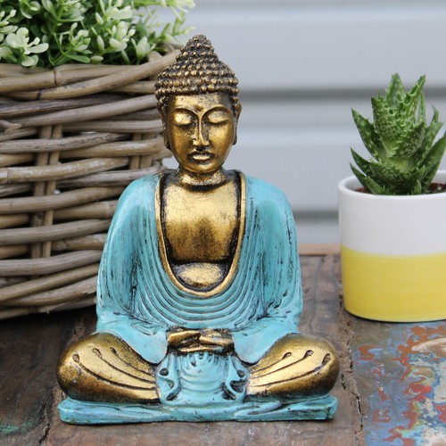 Teal gold buddha statue - gold,