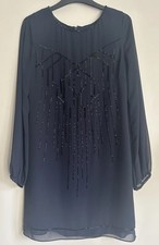 Coast Stunning Party / cocktail shift Dress. Size 10. Navy. Beaded chiffon 