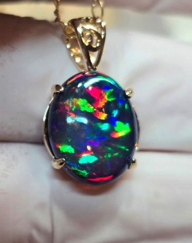 Ethiopian black opal pendant - black,