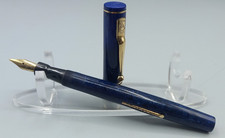 Vintage c.1920/30 Mabie Todd Swan 142/52 in Mottled Blue GP Trim 14k Nib VGC GWO