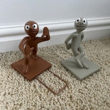 Morph & Chas Bookends Tony Hart Figural Book Ends Vintage 6” Aardman Animations 