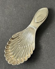 Antique Sheffield HM 1921 Silver Tea Caddy Spoon Thomas Bradbury Make Shell Bowl