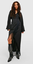 Tassel Hem Wrap Maxi Dress