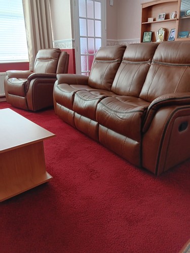 Three piece suite brown - three,