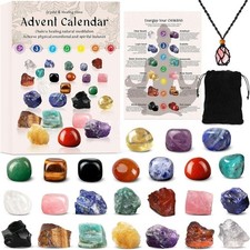 Christmas Crystal Advent Calendar 2025 24 Healing Crystals Mineral Countdown Box