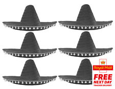 6 X BLACK MEXICAN SOMBRERO HAT