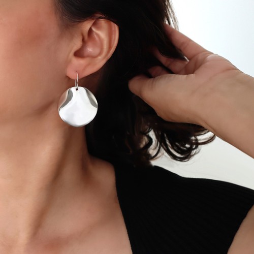Large silver earring polished - large,