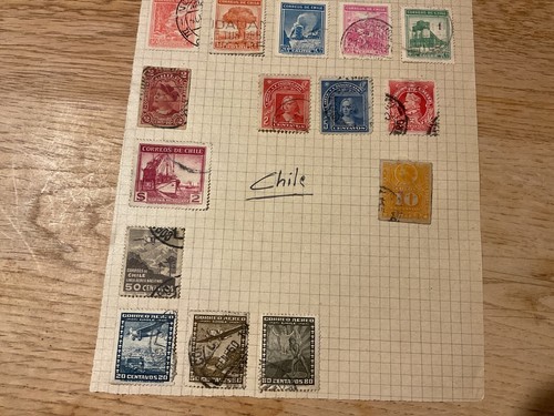 Chile stamps folded page - on,