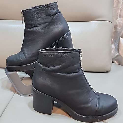 Vagabond black leather zip - black,