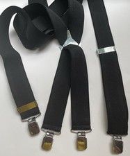 Men’s X Fit Braces, Black, Elastic, Silver-tone Clip, 1.5 Ins Wide